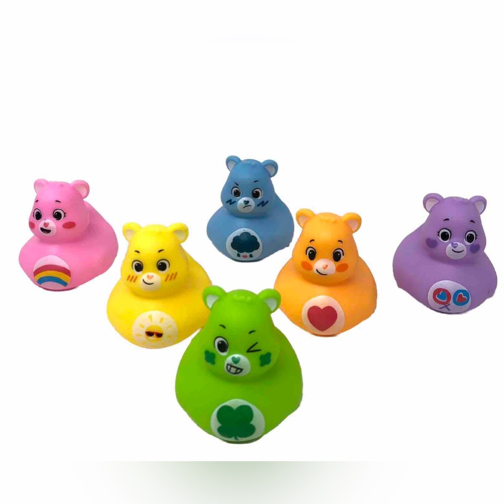Set Of 6 Care Bears Duck  Bath Toy 2-Inch Rubber Figures (Without Squeaks Sound - Picture 2 of 5